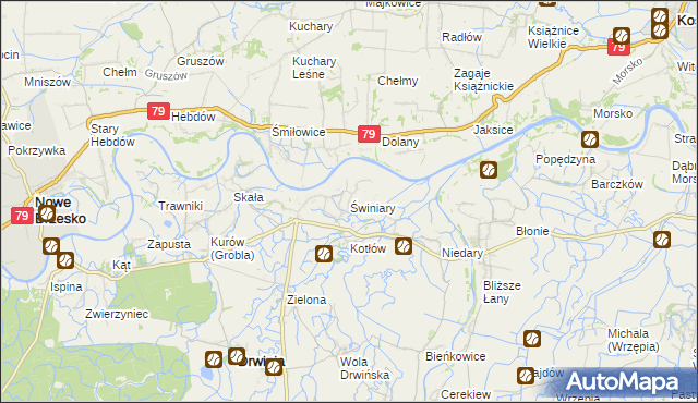 mapa Świniary gmina Drwinia, Świniary gmina Drwinia na mapie Targeo