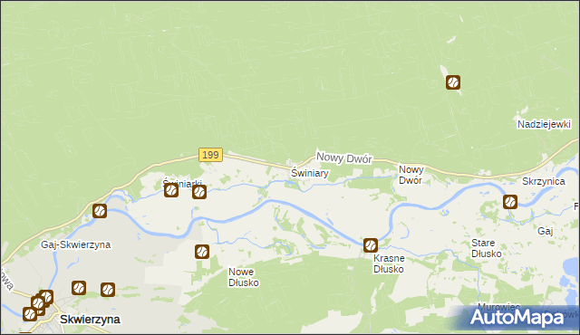 mapa Świniary gmina Skwierzyna, Świniary gmina Skwierzyna na mapie Targeo