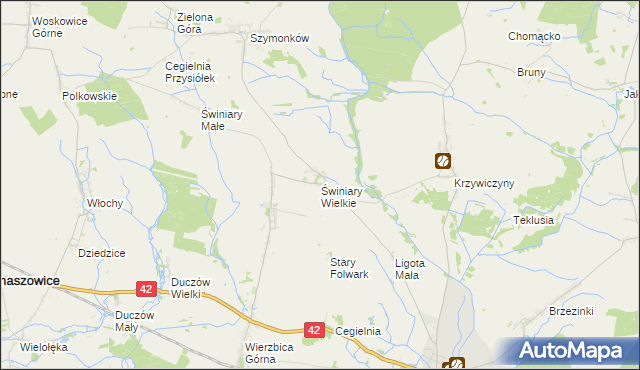 mapa Świniary Wielkie, Świniary Wielkie na mapie Targeo