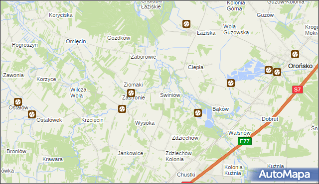 mapa Świniów, Świniów na mapie Targeo