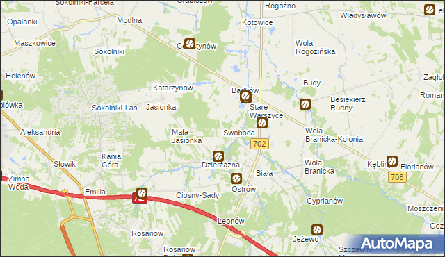 mapa Swoboda gmina Zgierz, Swoboda gmina Zgierz na mapie Targeo