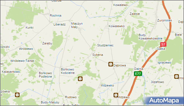 mapa Syberia gmina Strzegowo, Syberia gmina Strzegowo na mapie Targeo