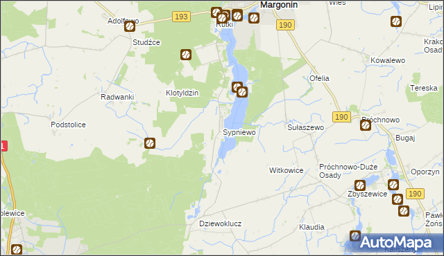 mapa Sypniewo gmina Margonin, Sypniewo gmina Margonin na mapie Targeo