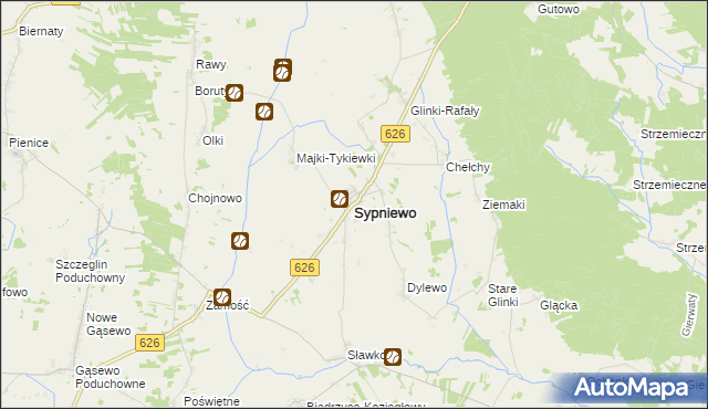 mapa Sypniewo powiat makowski, Sypniewo powiat makowski na mapie Targeo