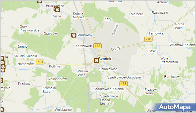 mapa Szadek powiat zduńskowolski, Szadek powiat zduńskowolski na mapie Targeo