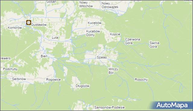 mapa Szałas gmina Zagnańsk, Szałas gmina Zagnańsk na mapie Targeo