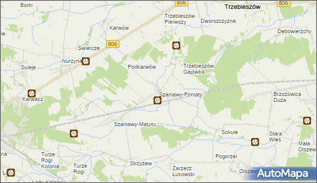 mapa Szaniawy-Poniaty, Szaniawy-Poniaty na mapie Targeo