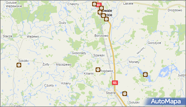 mapa Szarejki gmina Kowale Oleckie, Szarejki gmina Kowale Oleckie na mapie Targeo