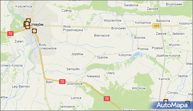 mapa Szarów gmina Poddębice, Szarów gmina Poddębice na mapie Targeo