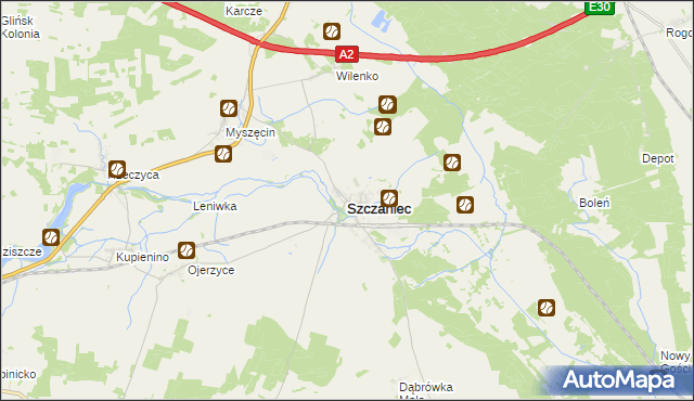 mapa Szczaniec, Szczaniec na mapie Targeo