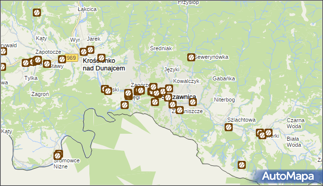 mapa Szczawnica, Szczawnica na mapie Targeo