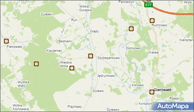 mapa Szczepankowo gmina Grunwald, Szczepankowo gmina Grunwald na mapie Targeo