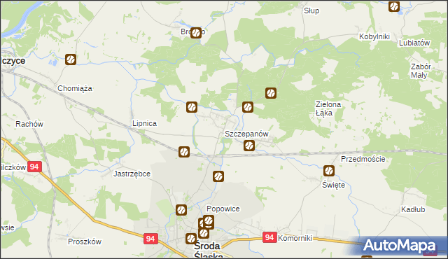 mapa Szczepanów gmina Środa Śląska, Szczepanów gmina Środa Śląska na mapie Targeo