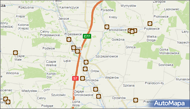 mapa Szczepanowice gmina Miechów, Szczepanowice gmina Miechów na mapie Targeo