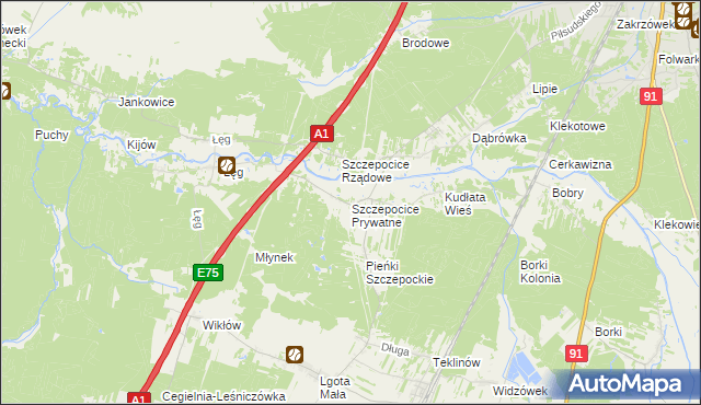 mapa Szczepocice Prywatne, Szczepocice Prywatne na mapie Targeo
