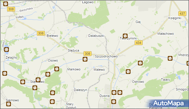mapa Szczodrochowo gmina Gostyń, Szczodrochowo gmina Gostyń na mapie Targeo