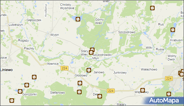 mapa Szczodrowski Młyn, Szczodrowski Młyn na mapie Targeo