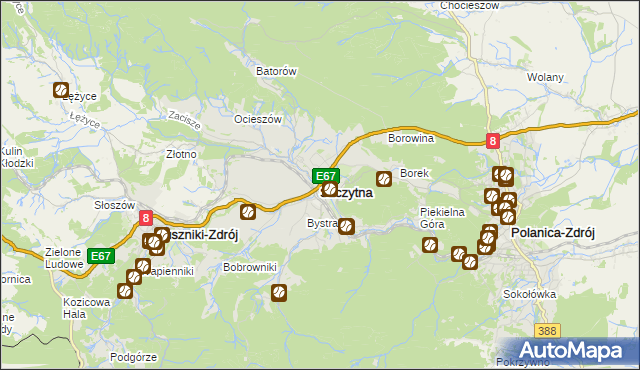 mapa Szczytna powiat kłodzki, Szczytna powiat kłodzki na mapie Targeo