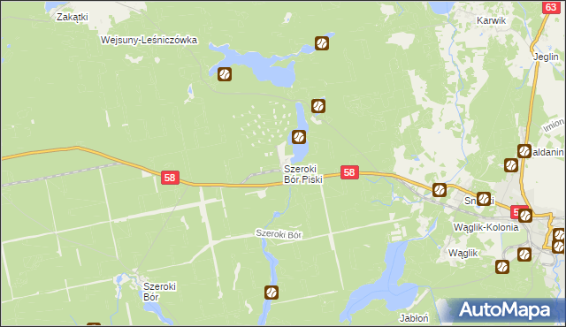 mapa Szeroki Bór Piski, Szeroki Bór Piski na mapie Targeo