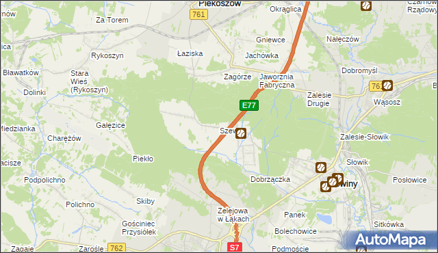 mapa Szewce gmina Sitkówka-Nowiny, Szewce gmina Sitkówka-Nowiny na mapie Targeo