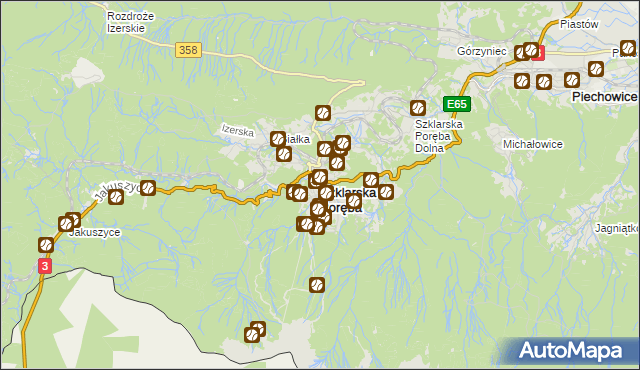 mapa Szklarska Poręba, Szklarska Poręba na mapie Targeo