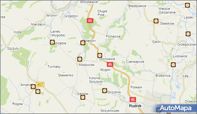 mapa Szonowice, Szonowice na mapie Targeo