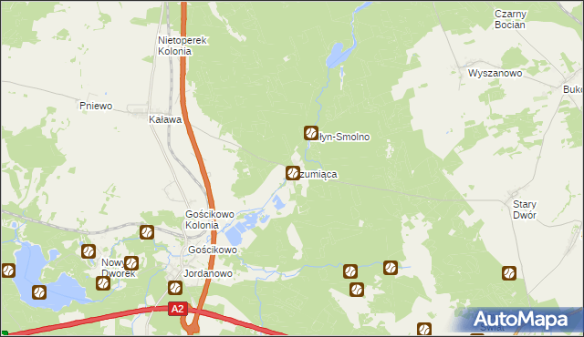 mapa Szumiąca gmina Międzyrzecz, Szumiąca gmina Międzyrzecz na mapie Targeo