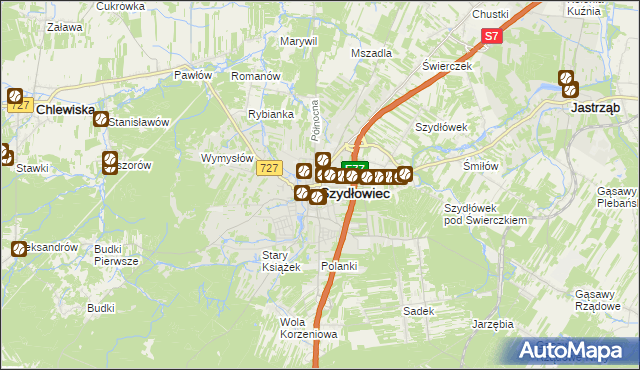 mapa Szydłowiec, Szydłowiec na mapie Targeo