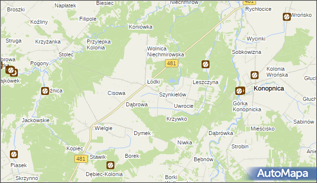 mapa Szynkielów, Szynkielów na mapie Targeo