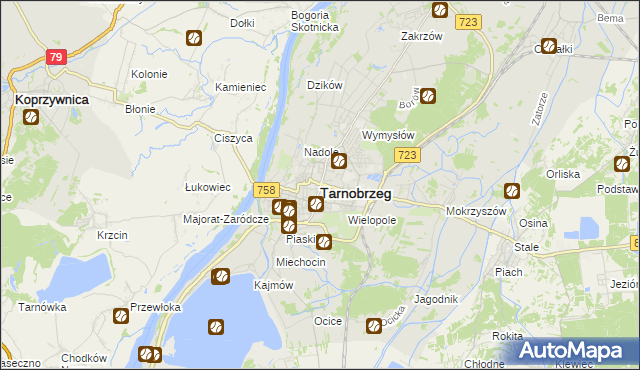 mapa Tarnobrzegu, Tarnobrzeg na mapie Targeo