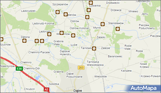 mapa Tarnówka gmina Dąbie, Tarnówka gmina Dąbie na mapie Targeo