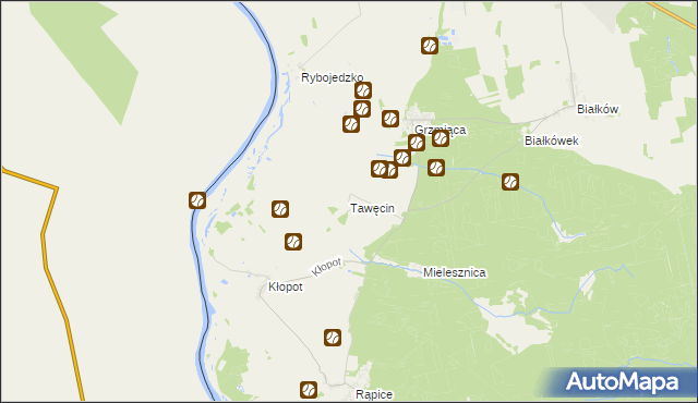 mapa Tawęcin, Tawęcin na mapie Targeo