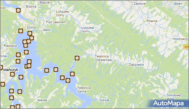 mapa Teleśnica Oszwarowa, Teleśnica Oszwarowa na mapie Targeo