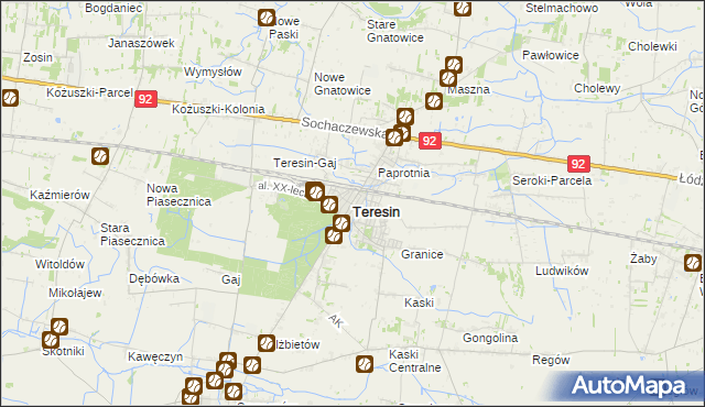 mapa Teresin powiat sochaczewski, Teresin powiat sochaczewski na mapie Targeo