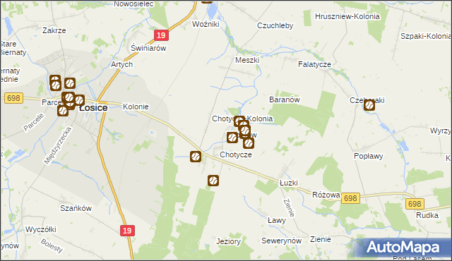 mapa Toporów gmina Łosice, Toporów gmina Łosice na mapie Targeo