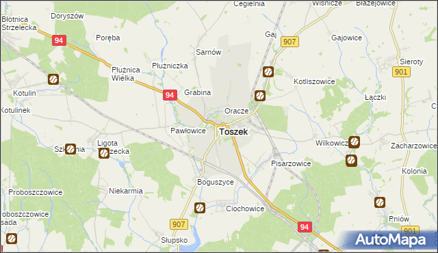 mapa Toszek, Toszek na mapie Targeo