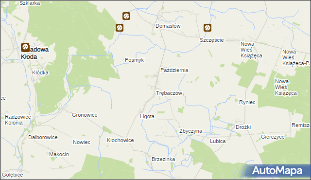 mapa Trębaczów gmina Perzów, Trębaczów gmina Perzów na mapie Targeo