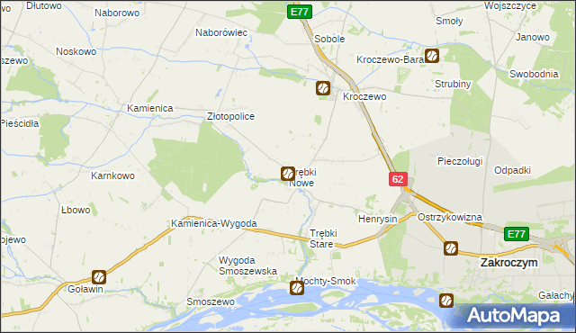 mapa Trębki Nowe, Trębki Nowe na mapie Targeo