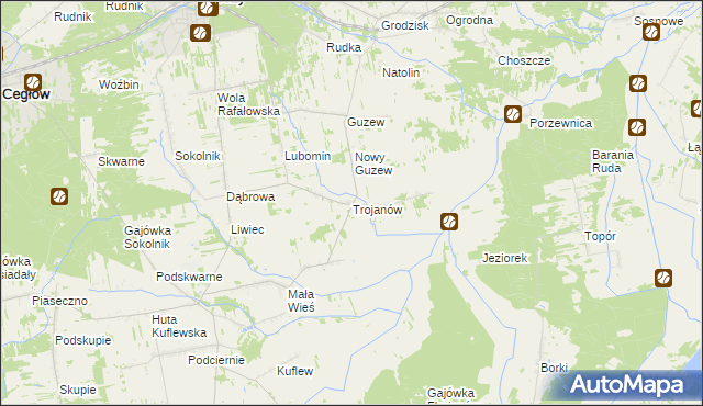 mapa Trojanów gmina Mrozy, Trojanów gmina Mrozy na mapie Targeo