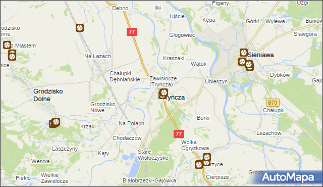 mapa Tryńcza, Tryńcza na mapie Targeo