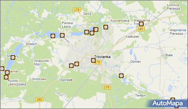 mapa Trzcianka powiat czarnkowsko-trzcianecki, Trzcianka powiat czarnkowsko-trzcianecki na mapie Targeo