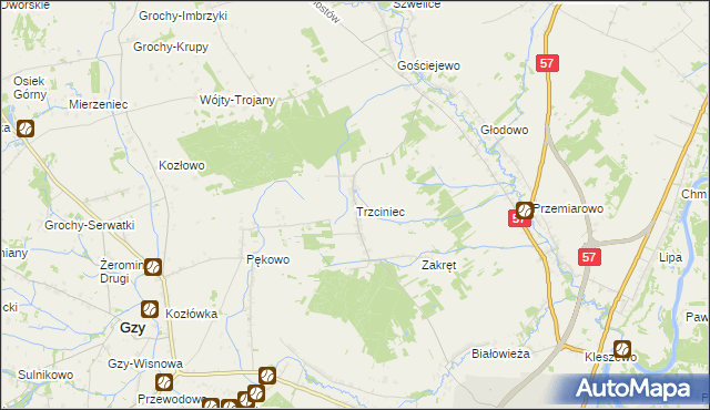 mapa Trzciniec gmina Pułtusk, Trzciniec gmina Pułtusk na mapie Targeo