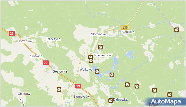 mapa Trzebiechów gmina Maszewo, Trzebiechów gmina Maszewo na mapie Targeo