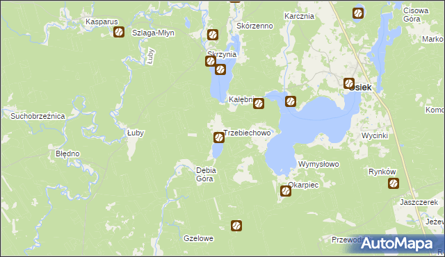 mapa Trzebiechowo gmina Osiek, Trzebiechowo gmina Osiek na mapie Targeo