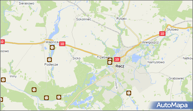 mapa Trzebień gmina Recz, Trzebień gmina Recz na mapie Targeo