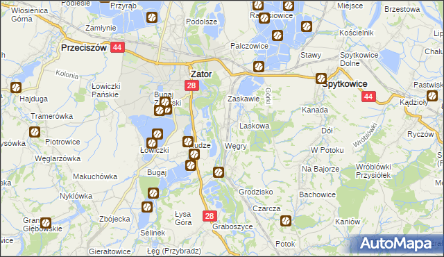 mapa Trzebieńczyce, Trzebieńczyce na mapie Targeo