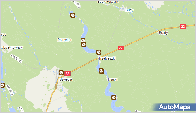 mapa Trzebieszki, Trzebieszki na mapie Targeo