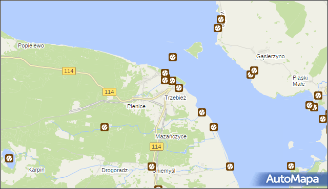 mapa Trzebież, Trzebież na mapie Targeo