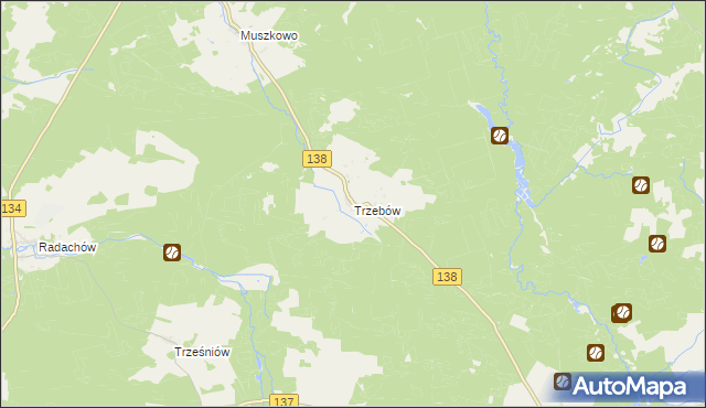 mapa Trzebów gmina Sulęcin, Trzebów gmina Sulęcin na mapie Targeo