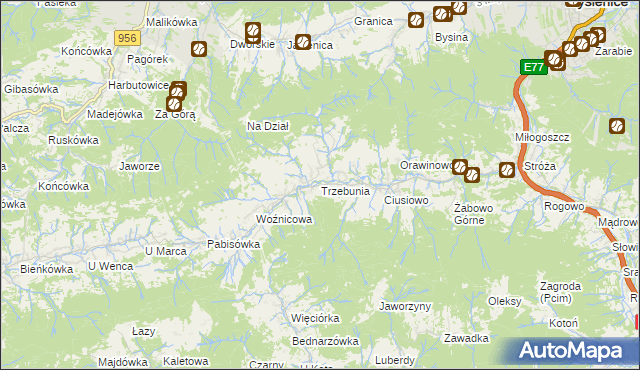 mapa Trzebunia, Trzebunia na mapie Targeo